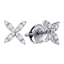 14kt White Gold Womens Round Diamond X Stud Earrings 1-4 Cttw