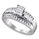 Gold & Diamond Engagement & Anniversary Rings Sterling Silver Women's Princess Diamond Cluster Bridal Wedding Engagement Ring 1/2 Cttw - FREE Shipping (US/CAN) Size 6 JadeMoghul
