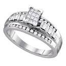 Gold & Diamond Engagement & Anniversary Rings Sterling Silver Women's Princess Diamond Cluster Bridal Wedding Engagement Ring 1/2 Cttw - FREE Shipping (US/CAN) Size 8 JadeMoghul