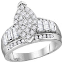 Gold & Diamond Engagement & Anniversary Rings Sterling Silver Women's Round Diamond Oval Cluster Bridal Wedding Engagement Ring 1.00 Cttw - FREE Shipping (US/CAN) JadeMoghul