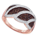 10k Rose Gold Women's Red Diamond Leaf Ring