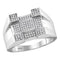 10kt White Gold Men's Round Diamond Square Corner Cluster Ring 3/8 Cttw - FREE Shipping (US/CAN)