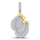 10kt Yellow Gold Mens Diamond Boxing Gloves Sports Charm Pendant 1-3/4 Cttw