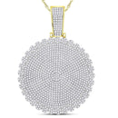 10kt Yellow Gold Mens Diamond Circle Cluster Charm Pendant 2-3/4 Cttw