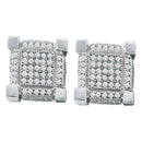 Gold & Diamond Men Earrings Sterling Silver Mens Round Diamond 3D Square Cluster Stud Earrings 1-2 Cttw JadeMoghul Inc.