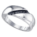 Gold & Diamond Men Rings Sterling Silver Men's Round Black Color Enhanced Diamond Diagonal Row Band Ring 1/8 Cttw - FREE Shipping (US/CAN) JadeMoghul