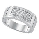Gold & Diamond Men Rings Sterling Silver Men's Round Diamond Rectangle Cluster Band Ring 1/6 Cttw - FREE Shipping (US/CAN) JadeMoghul