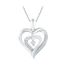 Gold & Diamond Pendants & Necklaces Sterling Silver Women's Round Diamond Double Nested Heart Love Pendant 1-10 Cttw - FREE Shipping (US/CAN) JadeMoghul