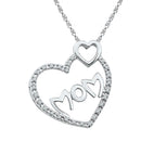 Gold & Diamond Pendants & Necklaces Sterling Silver Women's Round Diamond Mom Mother Double Heart Pendant 1-10 Cttw - FREE Shipping (US/CAN) JadeMoghul