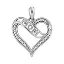 Gold & Diamond Pendants & Necklaces Sterling Silver Women's Round Diamond Mom Mother Heart Pendant 1-8 Cttw - FREE Shipping (US/CAN) JadeMoghul