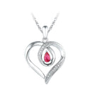 Gold & Diamond Pendants & Necklaces Sterling Silver Womens Pear Lab-Created Ruby Heart Love Pendant 1-4 Cttw JadeMoghul Inc.