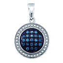 Gold & Diamond Pendants & Necklaces Sterling Silver Womens Round Blue Color Enhanced Diamond Circle Cluster Pendant 1-5 Cttw JadeMoghul Inc.