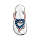 Gold & Diamond Pendants & Necklaces Sterling Silver Womens Round Blue Color Enhanced Diamond Nautical Sandal Pendant 1-20 Cttw JadeMoghul Inc.