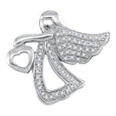 Gold & Diamond Pendants & Necklaces Sterling Silver Womens Round Diamond Angel Heart Religious Pendant 1-8 Cttw JadeMoghul Inc.