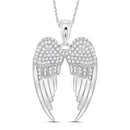 Gold & Diamond Pendants & Necklaces Sterling Silver Womens Round Diamond Angel Wings Pendant 3-8 Cttw JadeMoghul Inc.