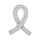 Gold & Diamond Pendants & Necklaces Sterling Silver Womens Round Diamond Awareness Ribbon Fashion Pendant 1-10 Cttw JadeMoghul Inc.