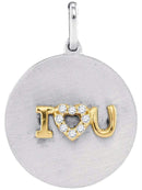 Gold & Diamond Pendants & Necklaces Sterling Silver Womens Round Diamond Circle I Love You Heart Pendant 1-20 Cttw JadeMoghul Inc.