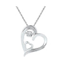 Gold & Diamond Pendants & Necklaces Sterling Silver Womens Round Diamond Double Heart Moving Twinkle Pendant .01 Cttw JadeMoghul Inc.