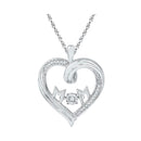 Gold & Diamond Pendants & Necklaces Sterling Silver Womens Round Diamond Heart Mom Moving Twinkle Pendant 1-12 Cttw JadeMoghul Inc.