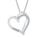 Gold & Diamond Pendants & Necklaces Sterling Silver Womens Round Diamond Heart Pendant 1-10 Cttw JadeMoghul Inc.