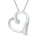 Gold & Diamond Pendants & Necklaces Sterling Silver Womens Round Diamond Heart Pendant 1-10 Cttw JadeMoghul Inc.