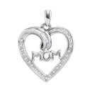 Gold & Diamond Pendants & Necklaces Sterling Silver Womens Round Diamond Mom Mother Heart Pendant 1-10 Cttw - FREE Shipping (US/CAN) JadeMoghul Inc.