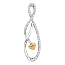 Gold & Diamond Pendants & Necklaces Sterling Silver Womens Round Diamond Oval Heart Pendant 1-10 Cttw JadeMoghul Inc.