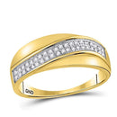 10kt Yellow Gold Women's Diamond Contour Row Band Ring 1/6 Cttw