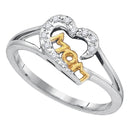 Gold & Diamond Rings Sterling Silver Diamond Mom Mothers Heart 2-tone Ring Dainty Small 1/20 Cttw - FREE Shipping (US/CAN) JadeMoghul