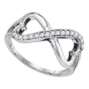 Gold & Diamond Rings Sterling Silver White Diamond Infinity-weave Heart Women's Band Ring 1/6 Cttw - FREE Shipping (US/CAN) JadeMoghul