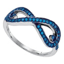 Gold & Diamond Rings Sterling Silver Women's Round Blue Color Enhanced Diamond Infinity Band Ring 1/3 Cttw - FREE Shipping (US/CAN) JadeMoghul