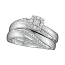 Gold & Diamond Trio Sets Sterling Silver His & Hers Round Diamond Solitaire Matching Bridal Wedding Ring Band Set 1/5 Cttw - FREE Shipping (US/CAN) JadeMoghul