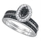 Gold & Diamond Wedding Ring Sets Sterling Silver Womens Black Color Enhanced Diamond Cluster Bridal Wedding Engagement Ring Band Set 1/2 Cttw JadeMoghul Inc. 