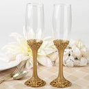 Gold lattice botanical collection flute set-Wedding Cake Accessories-JadeMoghul Inc.