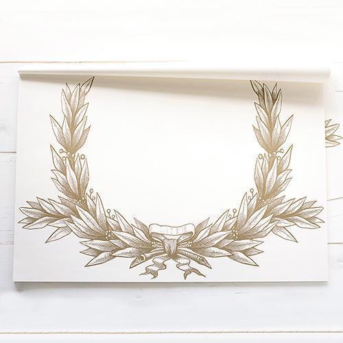 Gold Laurel Wreath Paper Placemats (Pack of 30)-Wedding Table Decorations-JadeMoghul Inc.