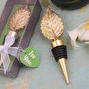 gold metal leaf design bottle stopper-Personalized Coasters-JadeMoghul Inc.