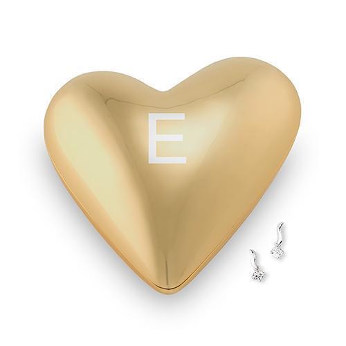Gold Modern Heart Jewelry Box - Single Initial Etching (Pack of 1)-Personalized Gifts for Women-JadeMoghul Inc.