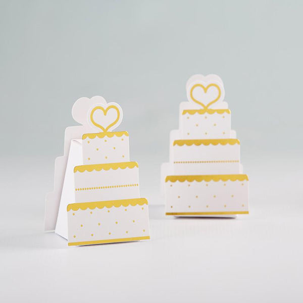Gold Wedding Cake Favor Box (Set of 12)-Favor Boxes Bags & Containers-JadeMoghul Inc.