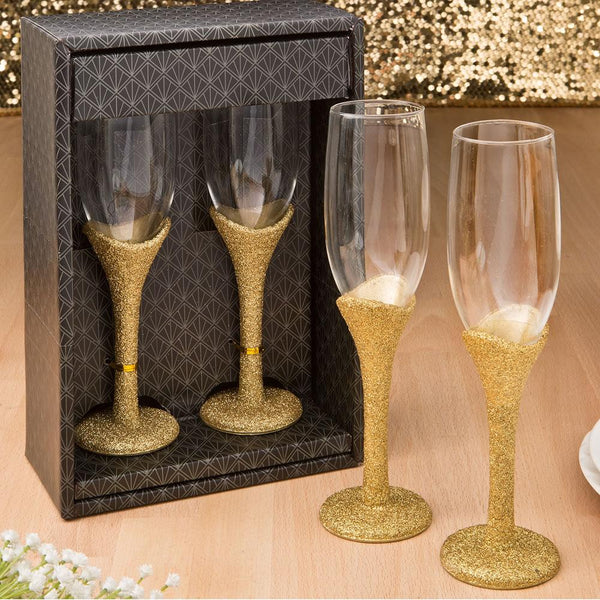 Golden elegance collection set of 2 toasting glasses-Favors By Type-JadeMoghul Inc.