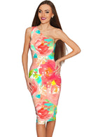 Good Idea Layla Floral Summer Bodycon Eco Dress - Women-Good Idea-XS-Pink/Green-JadeMoghul Inc.