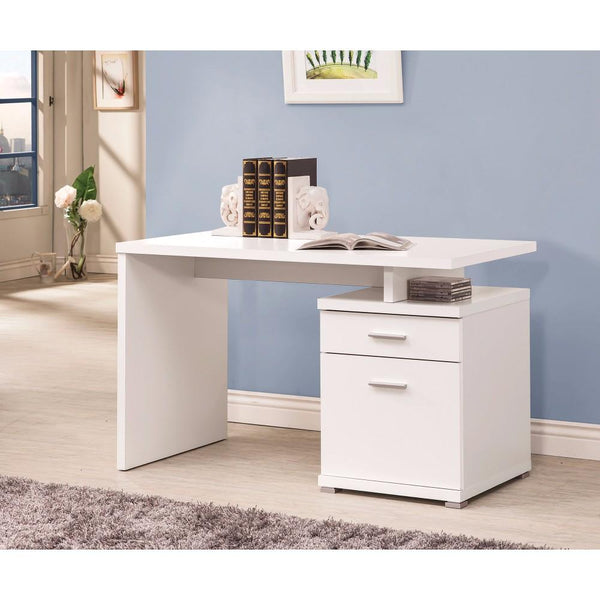 Gorgeous white Wooden desk with cabinet-Desks and Hutches-WHITE-MDF-JadeMoghul Inc.