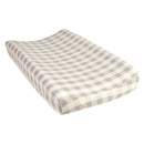 Gray and Cream Buffalo Check Deluxe Flannel Changing Pad Cover-GRAY-JadeMoghul Inc.