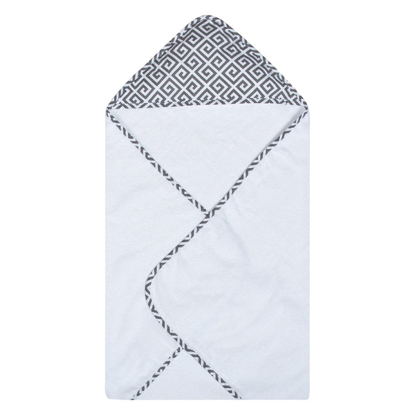 Gray Greek Key Deluxe Hooded Towel-GRAY OMBRE-JadeMoghul Inc.