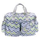 Green, Gray and White Chevron Deluxe Duffle Diaper Bag-GRN/GRY-JadeMoghul Inc.