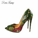 Green high heel shoes 2017 Snake Printing women shoes pumps Party wedding shoes size 43 DORISFANNY-12cm-4-JadeMoghul Inc.