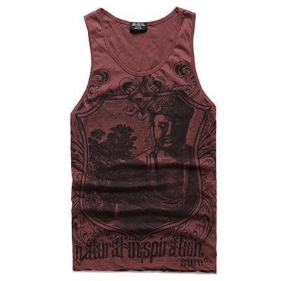 Grey Men Tank Top Casual Fitness Singlets Brand Mens T-Shirt Sleeveless Gasp Hip Hop Vest Elephant Print Cotton undershirt-T679 brick red-M-JadeMoghul Inc.