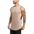 Gyms Clothing Bodybuilding Tank Top Men Fitness Singlet Sleeveless Shirt Cotton Muscle Guys Brand Undershirt for Boy Vest-Khaki-L-JadeMoghul Inc.