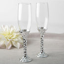 Hammered design silver stem toasting flute set-Wedding Cake Accessories-JadeMoghul Inc.