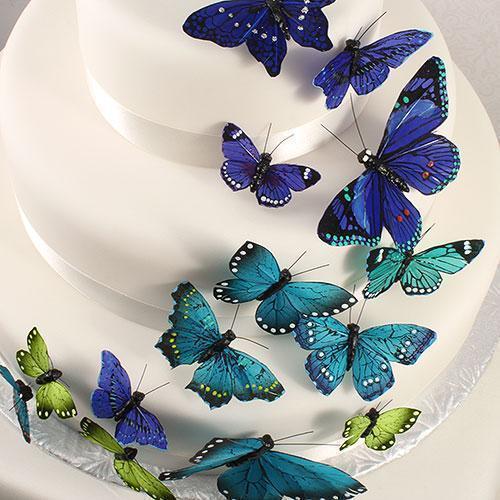 Hand Painted Butterfly - (24) Assorted Sizes Garden Charm Green (Pack of 24)-Wedding Cake Accessories-JadeMoghul Inc.