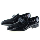 Handmade Genuine Patent Leather And Nubuck Leather Patchwork With Bow Tie Men Wedding Black Dress Shoes-Black-7-JadeMoghul Inc.